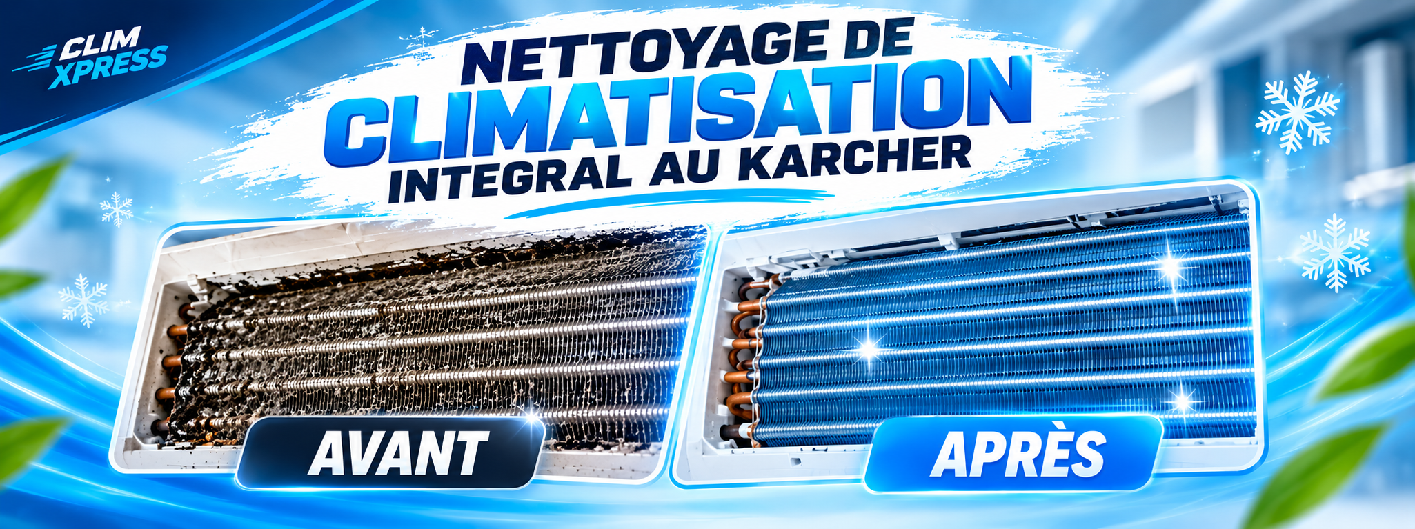 Nettoyage de climatisation avant / après — résultat professionnel